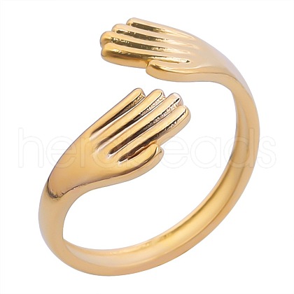 Fashionable Stainless Steel Hug Open Cuff Rings for Men and Women RA9302-2-1