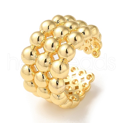 Rack Plating Brass Open Cuff Rings for Women RJEW-M162-11G-1
