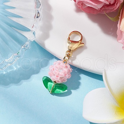 Flower Glass Seed Beads Beaded Pendant Decorations HJEW-MZ00195-03-1