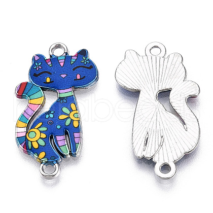 Printed Alloy Kitten Connector Charms PALLOY-TAC0032-12A-1