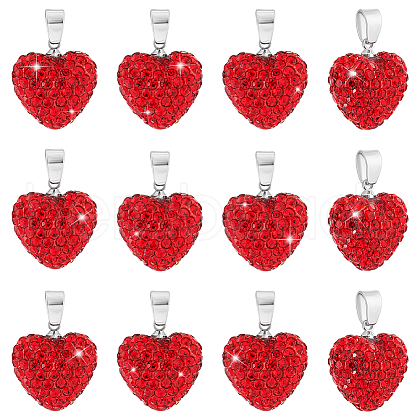   12Pcs Polymer Clay Rhinestone Pendants RB-PH0001-55-1