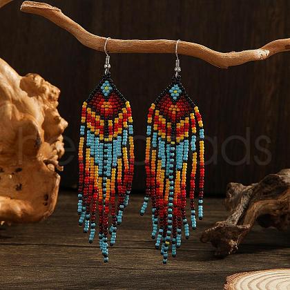 Bohemian Style Arrow Glass Bead Handmade Dangle Earrings NB2275-1