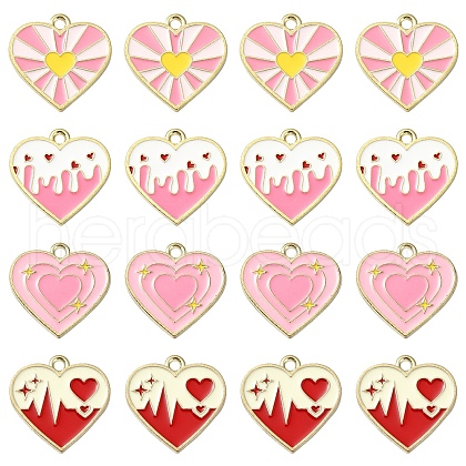 8Pcs 4 Colors Alloy Enamel Pendants ENAM-YW0004-31-1