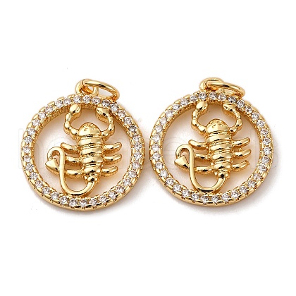 Brass Micro Pave Cubic Zirconia Pendants KK-P308-58G-1