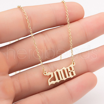 2008 Birth Year Number 201 Stainless Steel Pendant Cable Chain Necklaces FS-WGB5F08-44-1