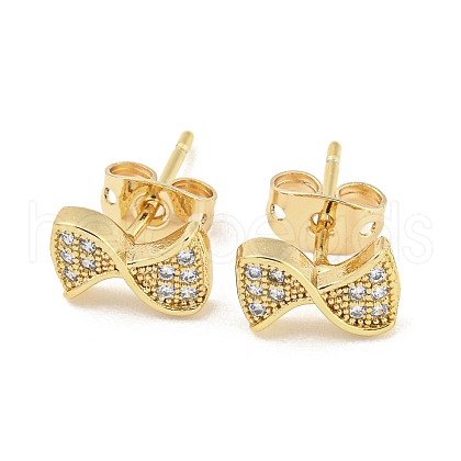 Brass Micro Pave Cubic Zirconia Ear Studs EJEW-P261-24A-G-1