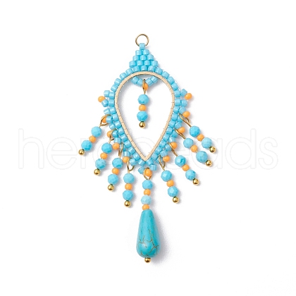 Bohemian Synthetic Turquoise Bigs Pendants PALLOY-MZ00418-1