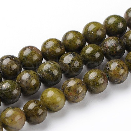 Natural Epidote Round Beads Strands G-L383-07-8mm-1