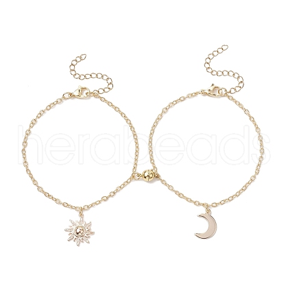 Sun & Moon 304 Stainless Steel Charm Couple Bracelets BJEW-TA00526-1
