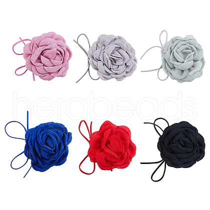 SUPERFINDINGS 6Pcs 6 Colors Cloth Flower Collar Choker Necklace NJEW-FH0001-11-1