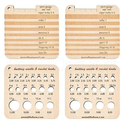 Square Wooden Knitting Needle Gauge Tools PW-WG42712-01-1