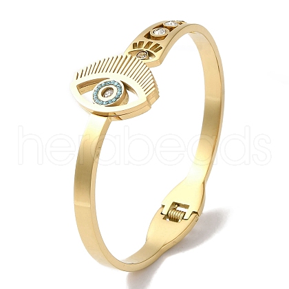 Eye 304 Stainless Steel Rhinestone Hinged Bangles for Women BJEW-I315-14G-1