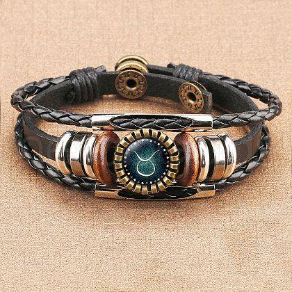 12 Constellations PU Leather Multi-strand Bracelets WGFD09F-02-1