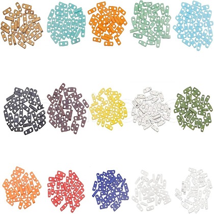 450Pcs 15 Colors 2-Hole Glass Seed Beads SEED-FH0001-07A-1