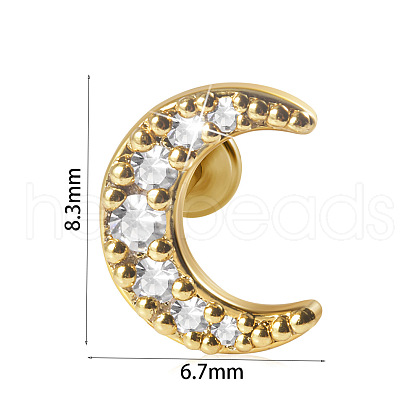 304 Stainless Steel Micro Pave Clear Cubic Zirconia Cartilage Earrings WG369ED-37-1