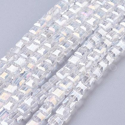 Electroplate Glass Beads Strands EGLA-D018-4x4mm-01-1