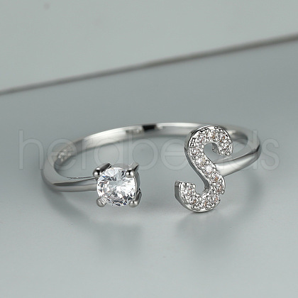 Brass Micro Pave Cubic Zirconia Cuff Rings for Women FS-WGA4C54-45-1