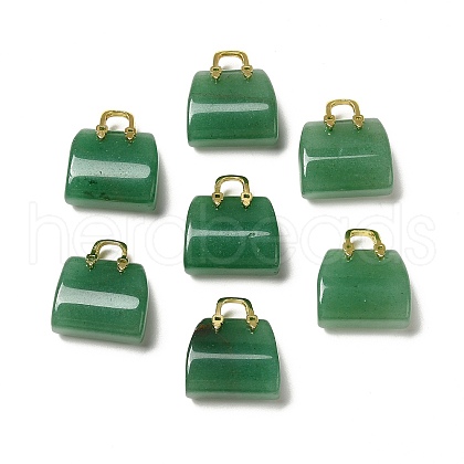 Natural Green Aventurine Brass Pendants KK-E274-01G-14-1