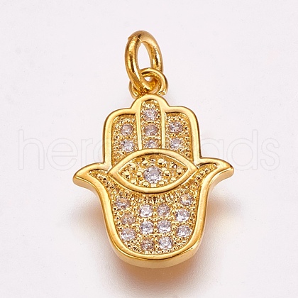 Brass Micro Pave Cubic Zirconia Pendants X-ZIRC-G099-39G-1