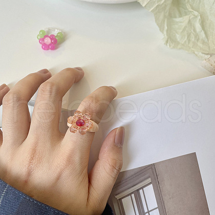 Retro Lovely Resin and Quartz Crystal Finger Rings FS-WG43D53-02-1