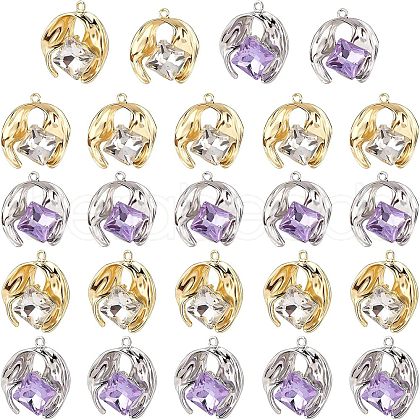 CHGCRAFT 24Pcs 2 Colors Alloy Rhinestone Pendants FIND-CA0004-92-1
