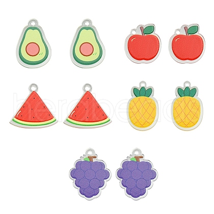 10Pcs 5 Style Translucent Acrylic Pendants TACR-YW0001-83-1