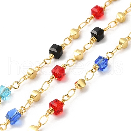 Handmade Cube Glass Beaded Chains CHC-M024-13G-1
