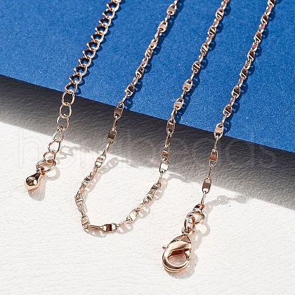 Brass Link Chain Necklaces for Women NJEW-D302-46RG-1