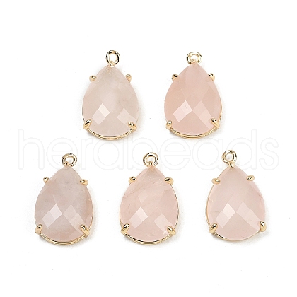 Natural Rose Quartz Faceted Pendants G-K347-05G-05-1