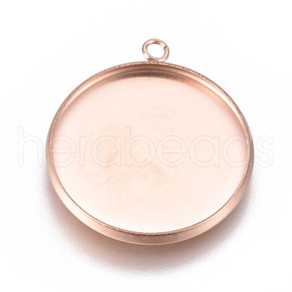 Ion Plating(IP) 304 Stainless Steel Pendant Cabochon Settings STAS-G127-13-20mm-RG-1