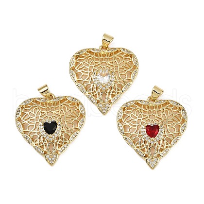 Brass Micro Pave Cubic Zirconia Pendants KK-S526-18G-1