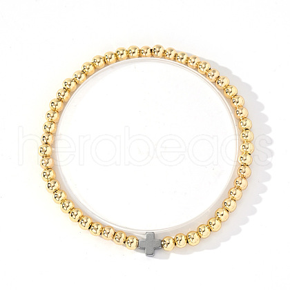 Round Stainless Steel Beads Stretch Bracelets RK2023-2-1