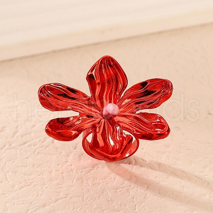 Adjustable Alloy Flower Finger Rings for Women RJEW-B124-01C-1