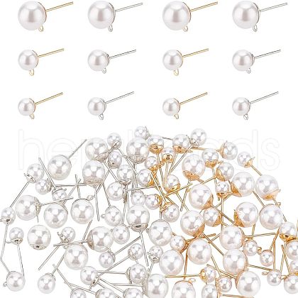 SUPERFINDINGS 84Pcs 6 Styles 304 Stainless Steel Ball Stud Earring Findings STAS-FH0001-55-1