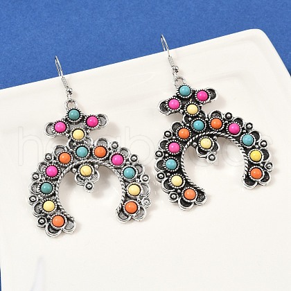 Alloy Synthetic Turquoise Dangle Earrings for Women EJEW-U053-10AS-01-1