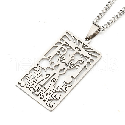 Non-Tarnish 304 Stainless Steel Pendant Necklaces NJEW-L118-02P-05-1