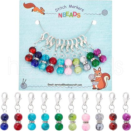  10Pcs Baking Painted Glass Bead Pendant Decoration HJEW-NB0001-48-1