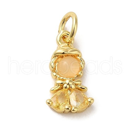 Brass Micro Pave Colorful Cubic Zirconia Glass Pendants X-KK-R162-026E-G-1