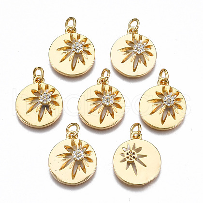 Brass Micro Pave Clear Cubic Zirconia Pendants KK-Q277-035-NF-1