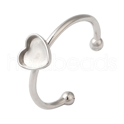 Non-Tarnish 304 Stainless Steel Open Cuff Ring Components STAS-I306-01P-1