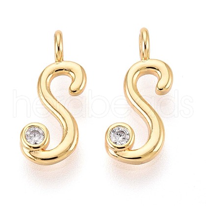Brass Micro Pave Cubic Zirconia Charms KK-N263-97G-S-1