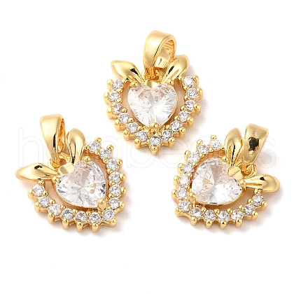 Brass Micro Pave Cubic Zirconia Pendants KK-M243-21G-1