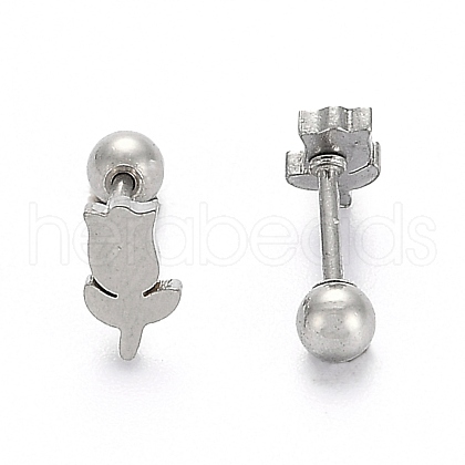 201 Stainless Steel Barbell Cartilage Earrings EJEW-R147-39-1