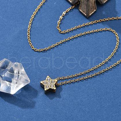 304 Stainless Steel Crystal Rhinestone Pendant Cable Chain Necklaces for Women NJEW-C062-01F-G-1