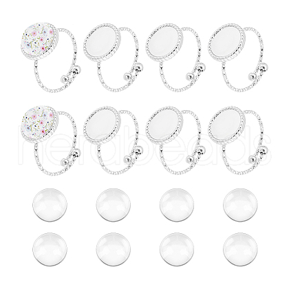 Unicraftale DIY Blank Dome 304 Stainless Steel Open Cuff Ring Making Kits DIY-UN0055-80-1