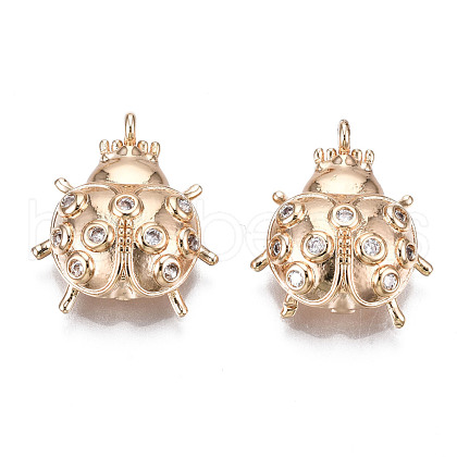 Brass Micro Pave Clear Cubic Zirconia Pendants KK-S359-090-RS-1
