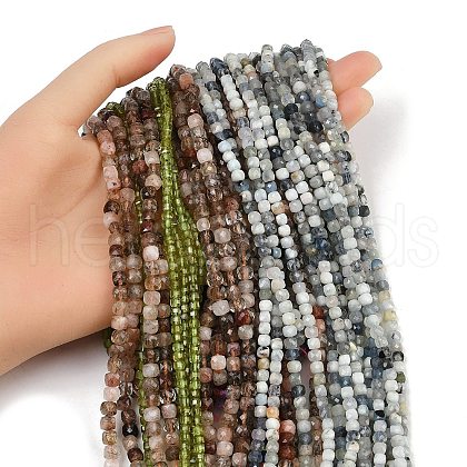 Natural Aquamarine & Rutilated Quartz & Prehnite Beads Strands G-RM2025-C44-G-1