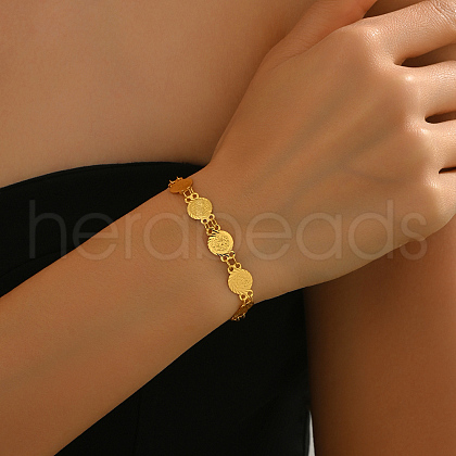 Elegant Brass Coin Pattern Link Bracelets for Women XU8687-1