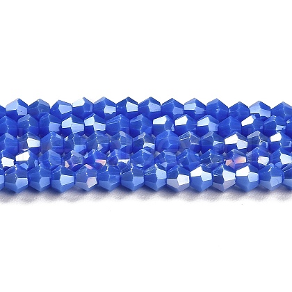 Opaque Solid Color Electroplate Glass Beads Strands EGLA-A039-P4mm-B11-1