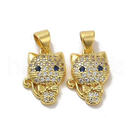 Rack Plating Brass Micro Pave Cubic Zirconia Pendants KK-H473-12G-1